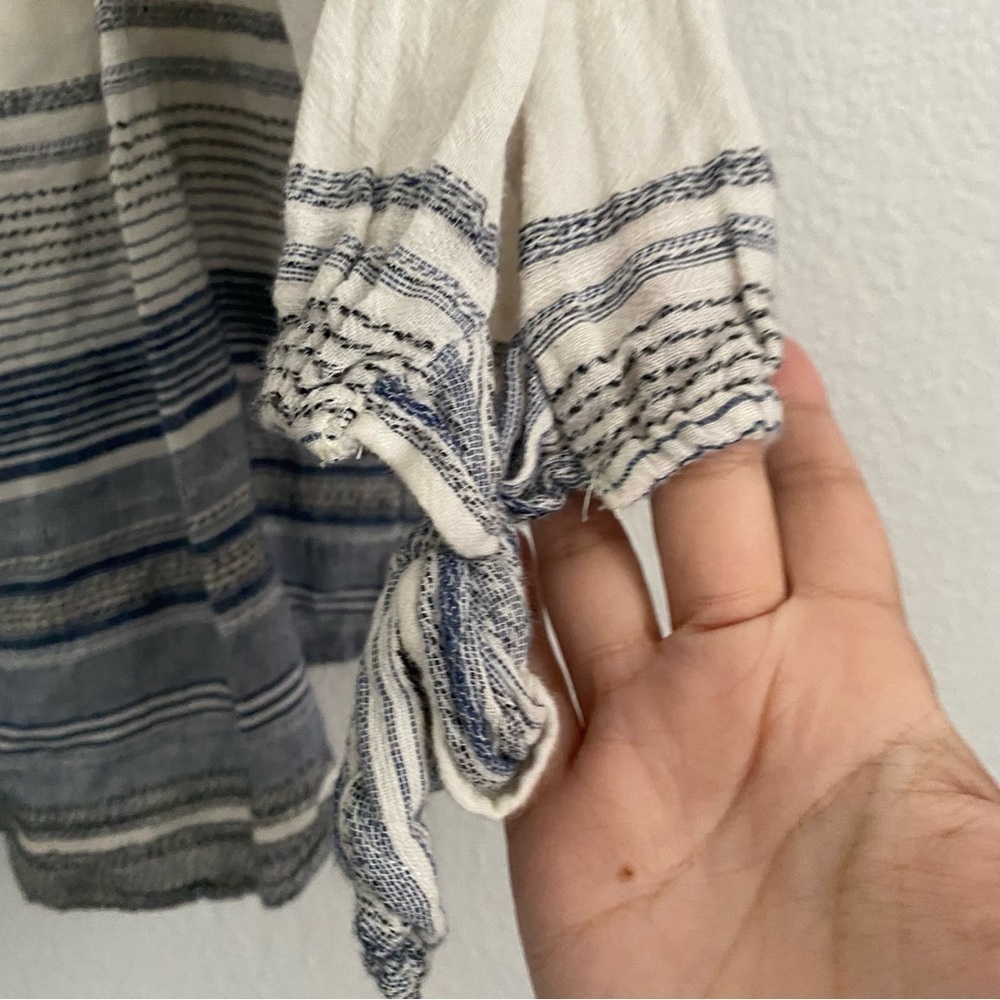 Beach Riot Women's Size Small Blue Striped Off the Shoulder Top - Picture 3 of 5